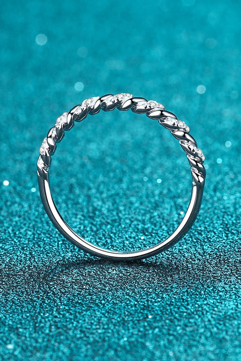 Moissanite Rhodium-Plated Half-Eternity Ring Ring