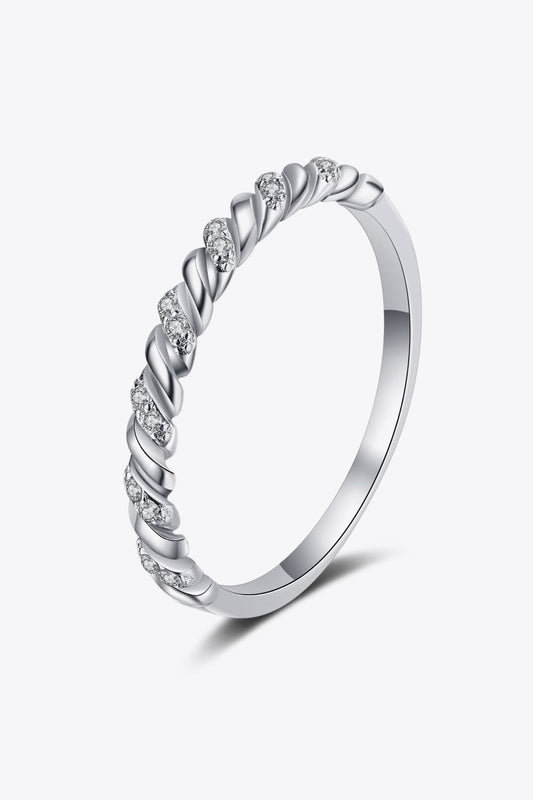 Moissanite Rhodium-Plated Half-Eternity Ring Ring