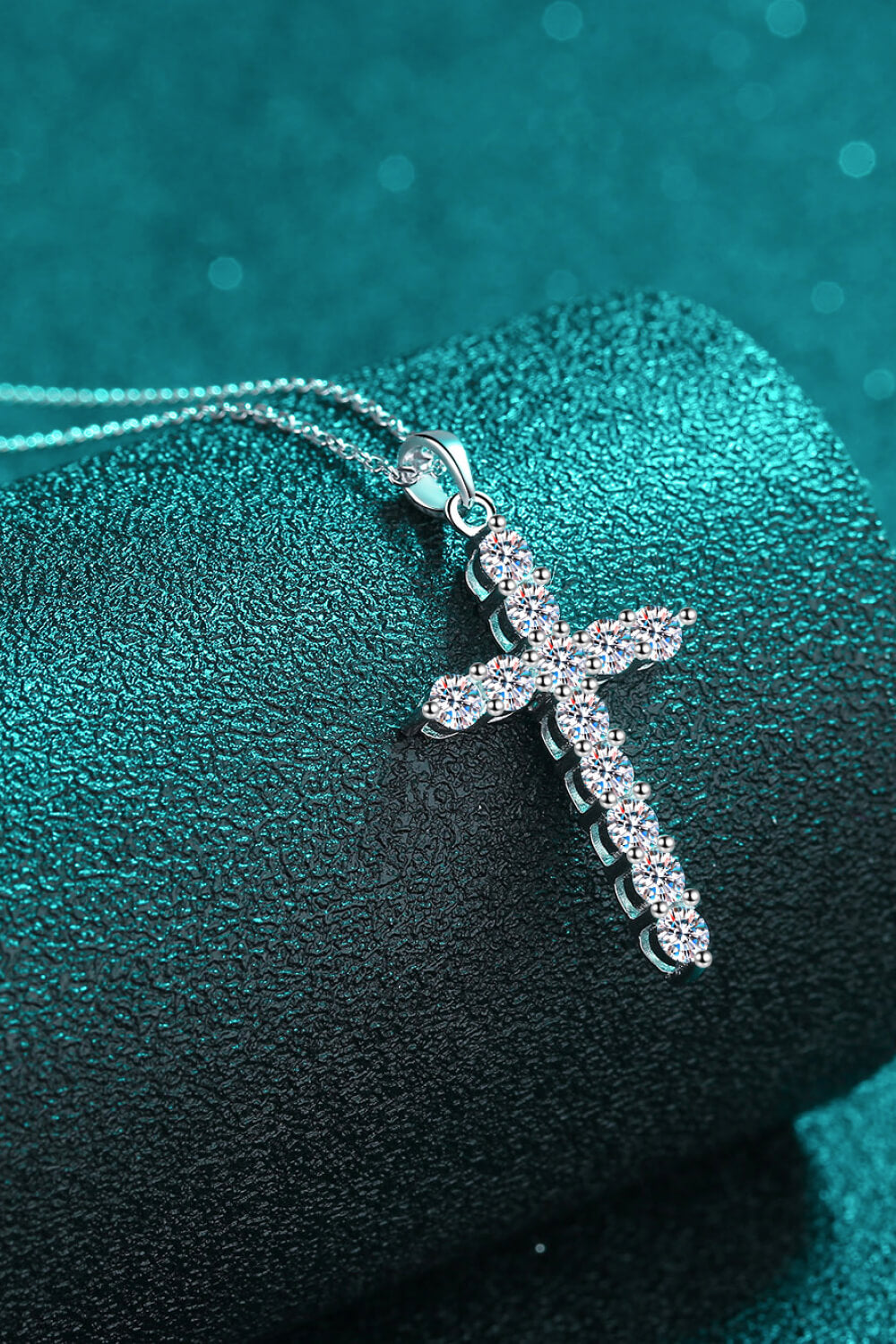 925 Sterling Silver Cross Moissanite Necklace