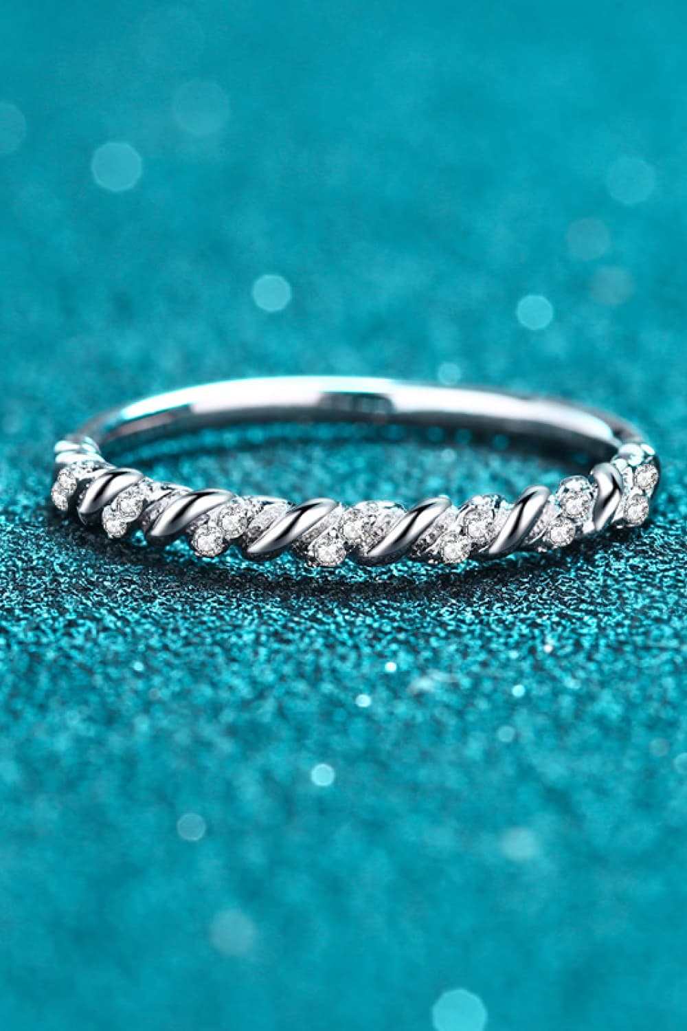 Moissanite Rhodium-Plated Half-Eternity Ring Ring